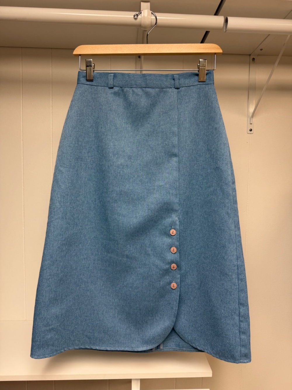 Vintage Handmade Chambray Denim-Look Midi Length Skirt - Approx. Size Small